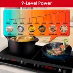 1Pc 4000W Induction Cooktop Portable Double Induction Cooker Electric Dual Burner Stove Countertop Hot Plate With 9 Power 9 Temperature 3H Timer - Image 3