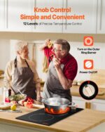 1800W 2 Burner Induction Cooktop Electric Countertop Burner Knob Control - Image 3