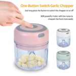 Mini Electric Garlic Chopper 8.45OZ Cordless Garlic Mincer Food Chopper Rechargeable Food Blender Chili Nut Onion Pepper Meat Ginger Food - Image 2