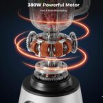 300W Food Processor With Blender & Dough Tool, 2 Speeds, Sharp Blades, Safety Lock -1.5L Glass Jar - Image 4