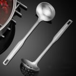 Thickened Long Handle Stainless Steel Soup Ladle Colander Cooking Small Spatula Slotted Turner - Image 3
