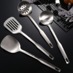 Thickened Long Handle Stainless Steel Soup Ladle Colander Cooking Small Spatula Slotted Turner