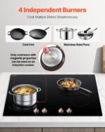 6600W 4 Burner Induction Cooktop Electric Countertop Burner Knob Control - Image 2