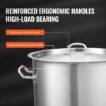 Stainless Steel Stockpot, 42 Quart Large Cooking Pots, Multipurpose Cookware Sauce Pot With Lid & Handle, Heavy Duty Commercial Grade Stock Pot, Sanding Treatment, For Large Groups Events Silver - Image 5